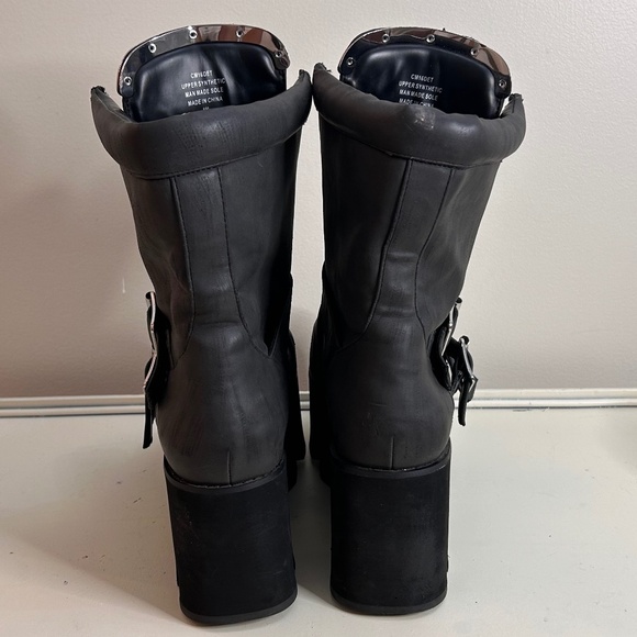 CURRENT MOOD MADE IN HELL DOLLS KILL GOTH BLACK CHUNKY HEELPLATFORM BOOTS SIZE 8 - Picture 6 of 11